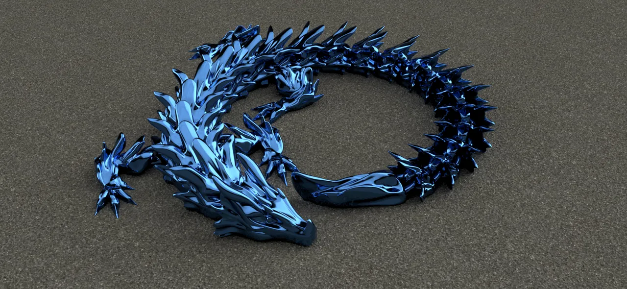 3D-printed “Water Dragon” , PLA [blue], high detail — Durres